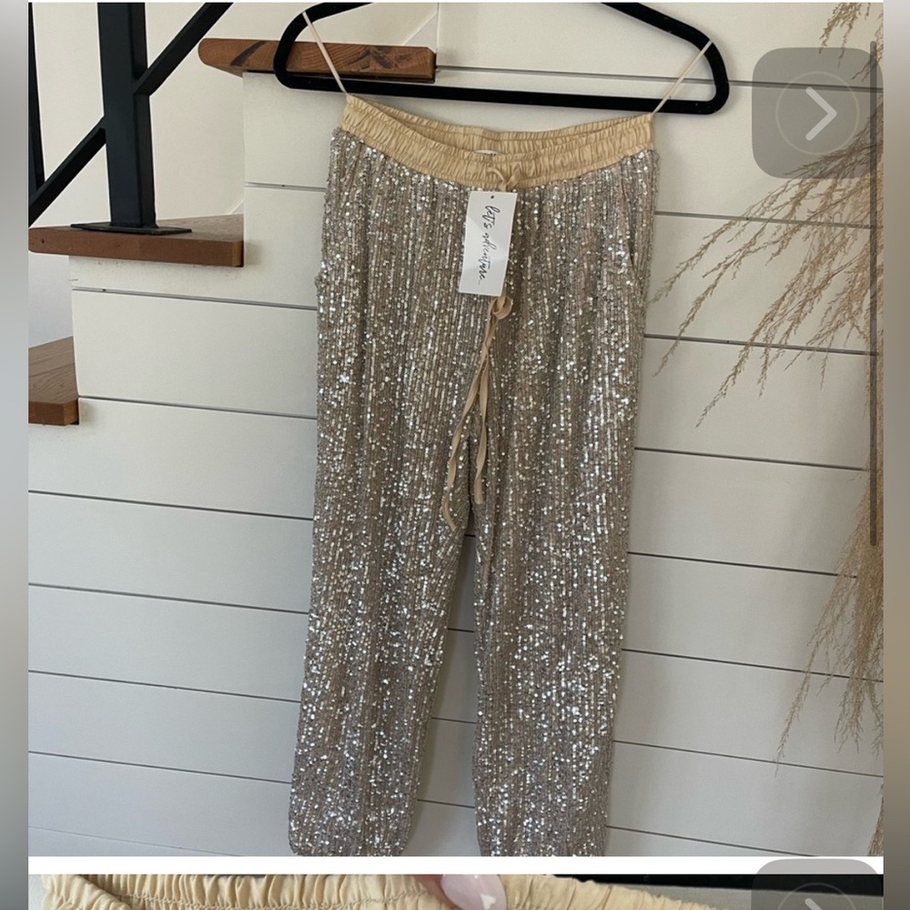 Sequin Beige Pants